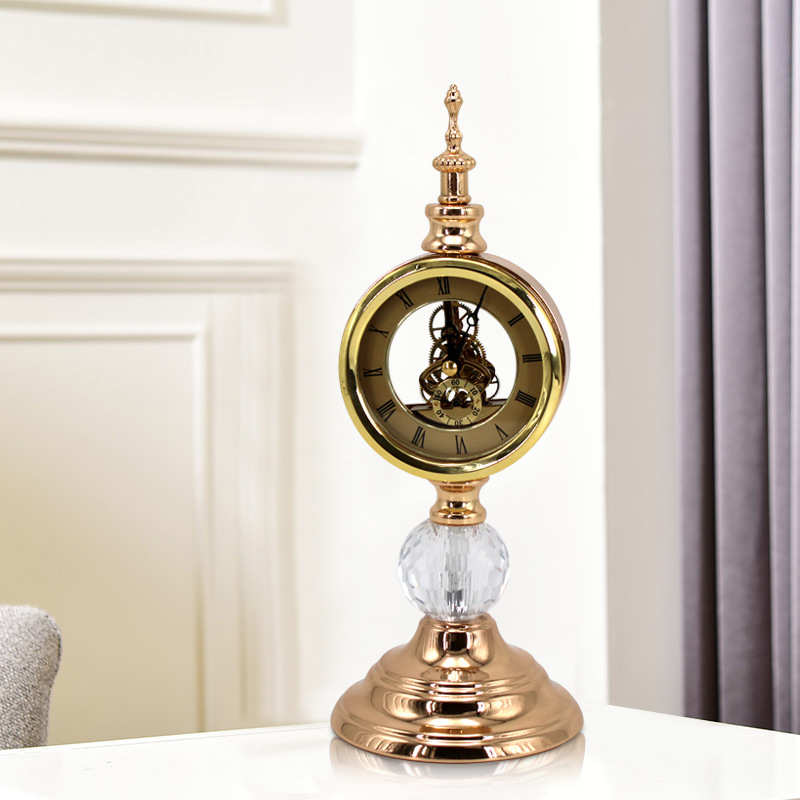 台钟美式座钟复古奢装饰品家居酒柜轻钟表摆件创意欧式奢华办公室