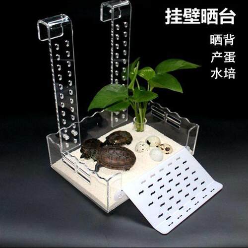 龟台乌龟晒台爬坡高水位浮岛挂壁式龟台深水鱼缸晾晒背台爬坡休息