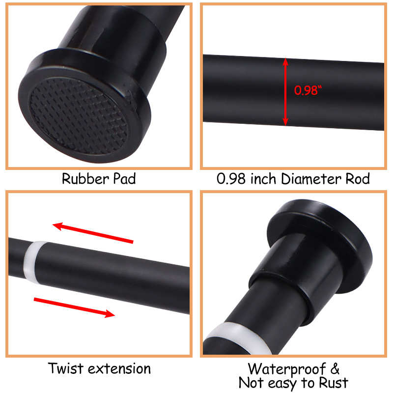 25mm不锈钢免打孔浴帘多功能伸缩杆卫生间窗帘杆浴帘门帘撑杆