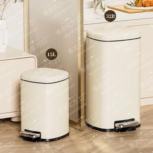 家用垃圾桶厨房静音卧室脚踏式不锈钢缓降大容量防臭客厅卫生间
