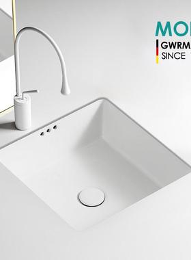 MOER正方形平底台下盆嵌入式洗手盆家用小尺寸阳台陶瓷洗脸盆单盆