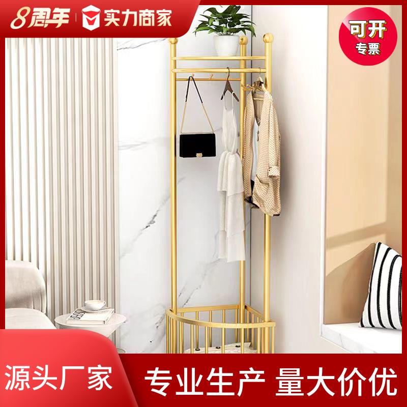 转角衣帽架卧室落地轻奢带轮可移动创意衣架靠墙挂衣架北欧衣服架