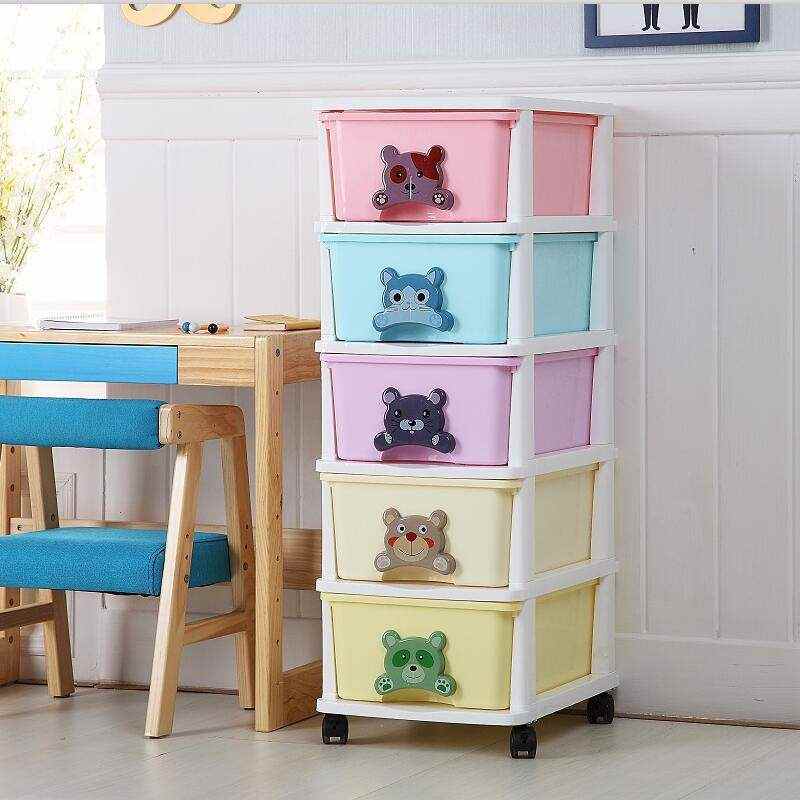 新款 34宽加厚抽屉式柜多层塑料组装收纳箱衣物卡通玩具储物柜子