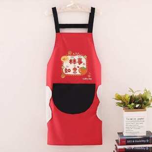 防污围裙厨房家用国潮风工作服结婚乔迁耐脏围腰防水餐饮罩衣 新款