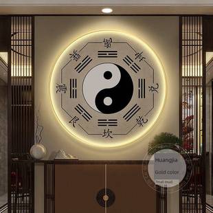 太极八卦图玄关装饰画阴阳周易入户正对门挂画led灯河图洛书壁画