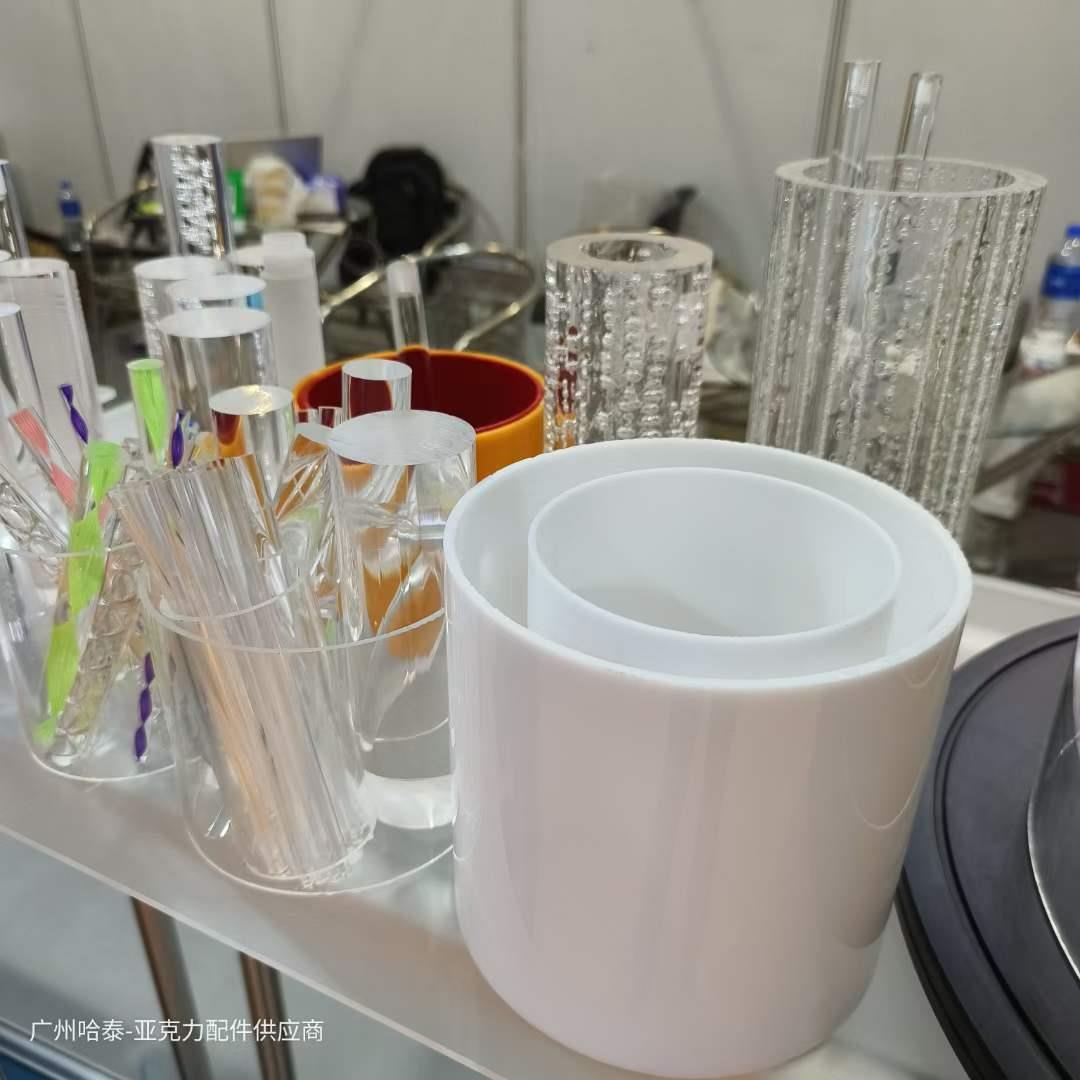 哈泰批量压克力有机玻璃透明乳白塑料挤出圆管大直径亚克力空心管