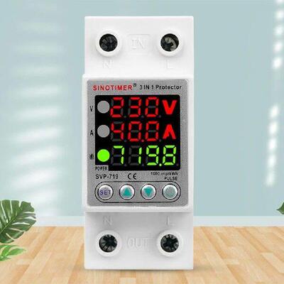220V Wattmeter KWh Power Consumption 40/63A Adjustable Over
