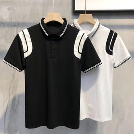 青年装翻领百搭polo衫衣服黑韩版上短袖夏季白色体恤衫港风潮流男