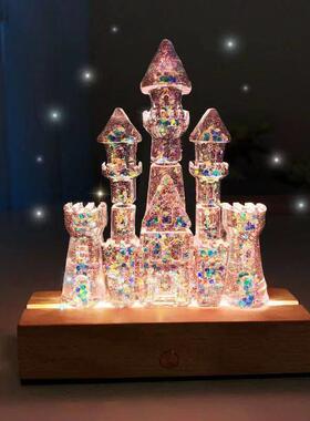 抖音手工diy水晶胶城堡小夜灯 旋转木马模具ab环氧树脂套装材料包