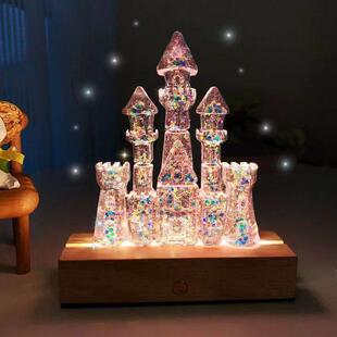 抖音手工diy水晶胶城堡小夜灯 旋转木马模具ab环氧树脂套装材料包