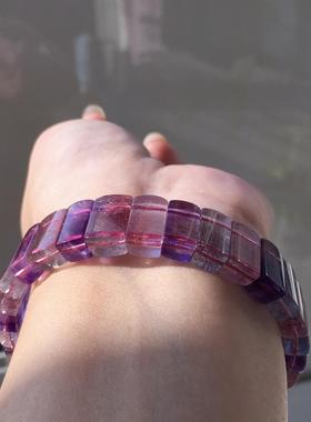 天然超七手排金草莓晶紫红发晶手牌水晶手链规格12.5×6.8×5.6mm