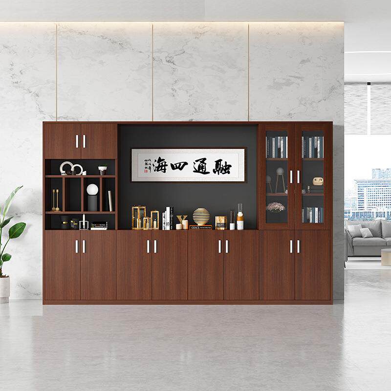 办公室老板文件柜书柜背景柜木质资料档案储物柜收纳展示文件柜子