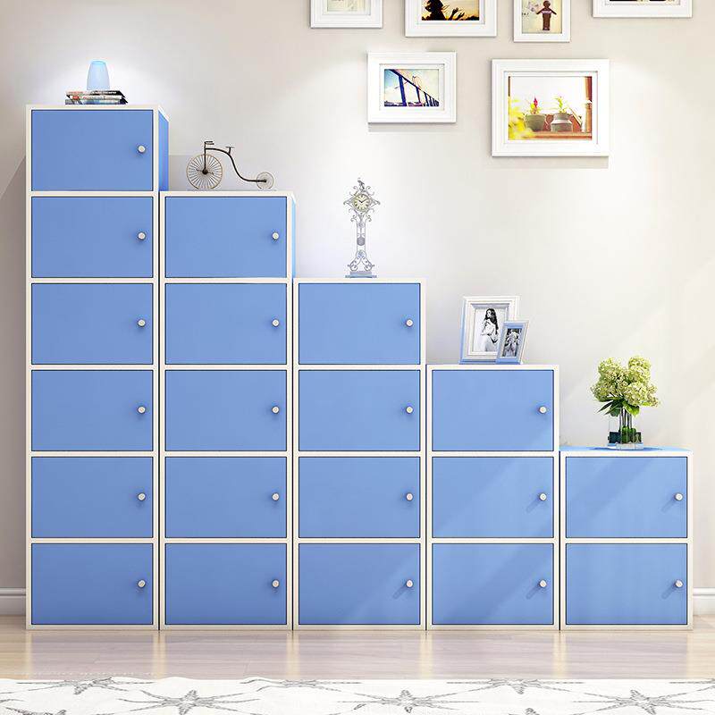 自246带柜锁小柜子由组合格子柜简易地书儿童带门收落纳柜阳台收