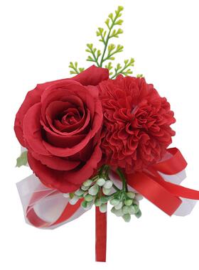 新款直销婚庆用品D764新郎新娘婚礼胸花 手工绢花绢布布艺胸花仿