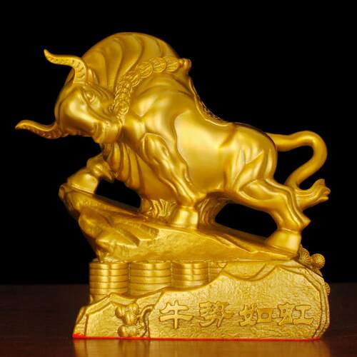 铜牛摆件纯铜牛势如虹牛东北补角黄铜金色牛吉祥物装饰工艺品礼物
