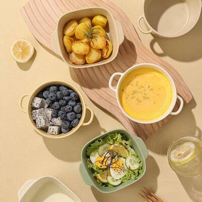 舒芙蕾烤碗空气炸锅用陶瓷双耳碗鸡蛋羹蒸碗水蒸蛋碗专用婴儿家用