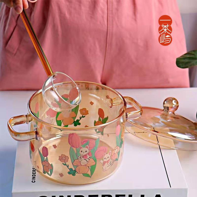 新款直销高硼硅玻璃炖锅炖汤家用透明煮锅燃气明火耐高温小瓦罐迷