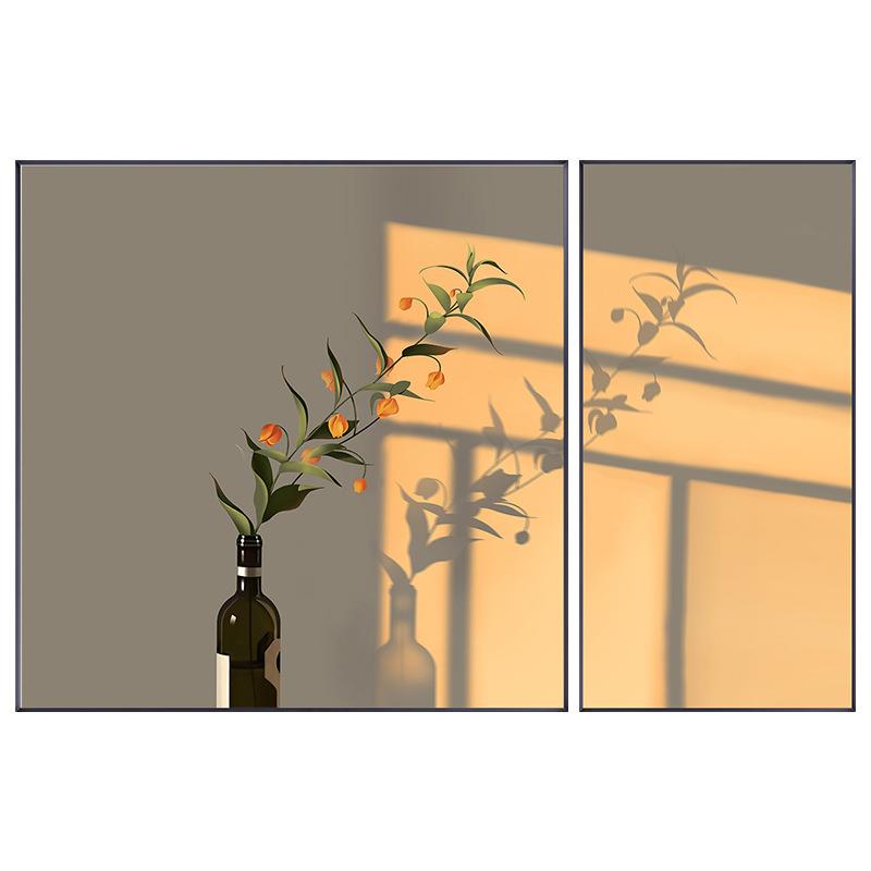 光影静物餐厅背景墙装饰画两幅组合客厅沙发墙挂画温馨治愈系壁画