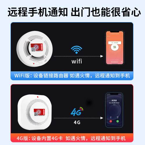 4G远程智能无线烟雾烟感应报警器消防专用连手机家用厨房联网火灾
