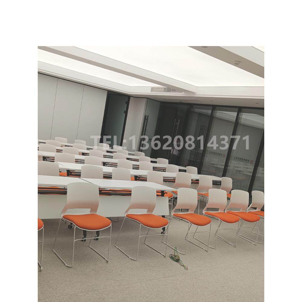 实心会议培训椅可叠落无扶手简约弓形洽谈会议室会客靠背办公座椅