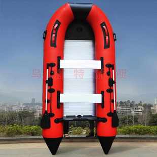 户外钓鱼漂流加厚冲锋舟橡皮艇加厚充气船路亚艇钓鱼船硬底防