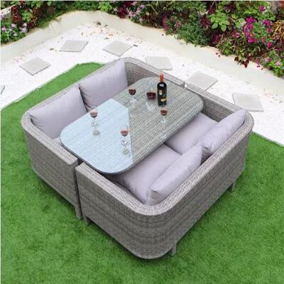 创意户外藤椅沙发阳台休闲双人藤制家具防编花园桌椅组合庭院茶几