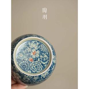 汝窑老陶泥主人杯手工茶杯功夫茶具品茗杯开片汝瓷青花个人专新品