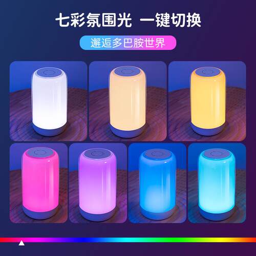 天蜗新款七彩卧室床头小夜灯蓄电RGB氛围灯起夜灯喂奶桌面小夜灯