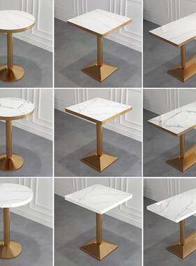 奶茶甜品店桌椅组合咖啡厅西餐厅面馆快餐小吃汉堡店实木小圆方桌