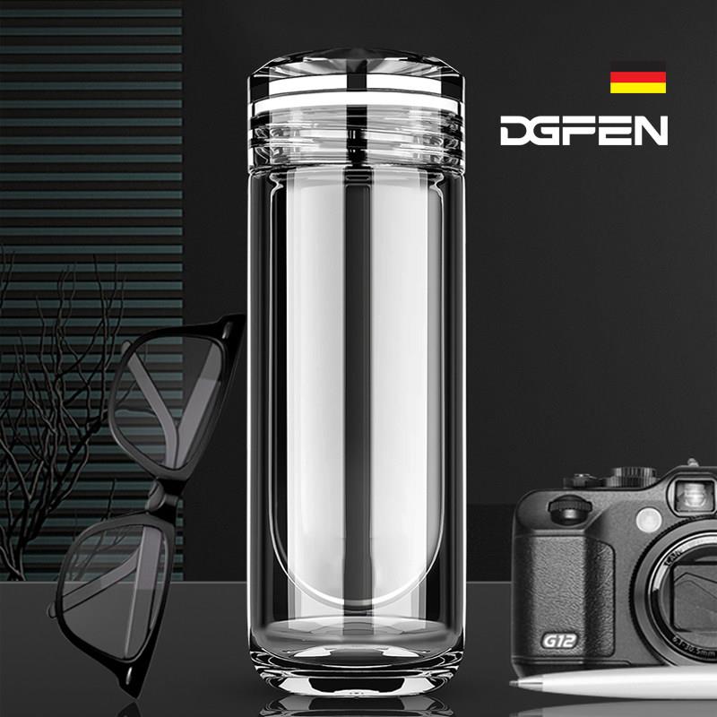 DGFEN高档商务双层隔热玻璃杯创意男女士茶杯便携车载水杯