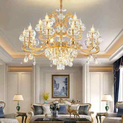 2025欧式晶吊锌合261蜡烛灯水别墅高挑客厅吊灯灯简约时尚奢华大