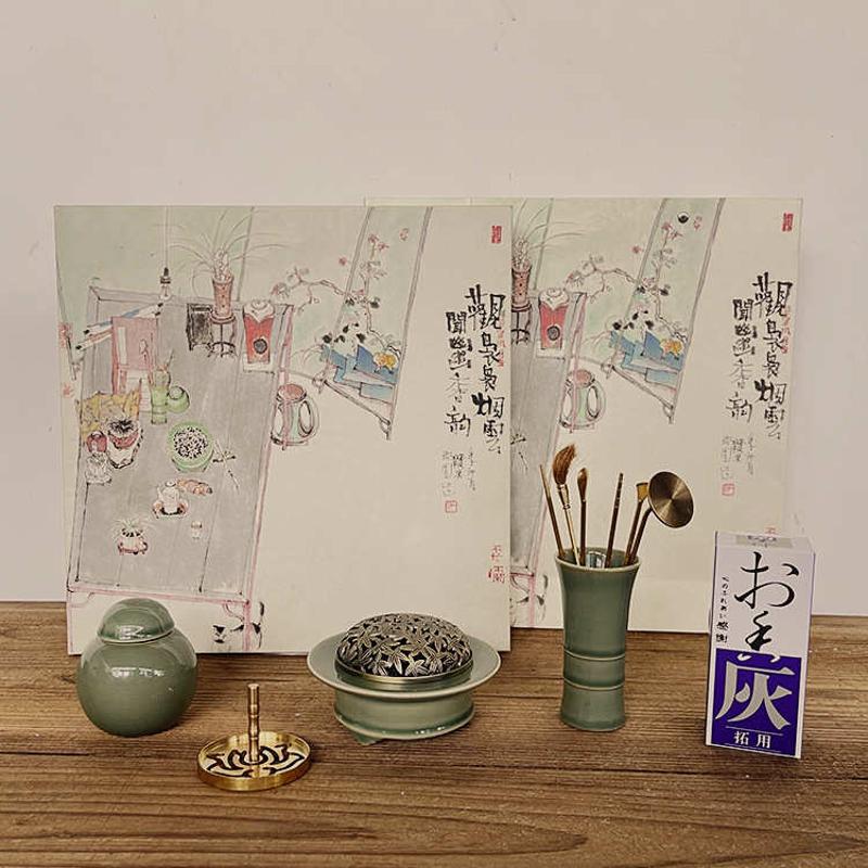 香越窑压陶瓷套装青瓷道香香勺套装香炉纯铜扫配件茶道香礼盒篆香