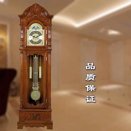 铜制立式钟表奢华立钟欧式落地钟实木复古机械座钟客厅大号摆钟