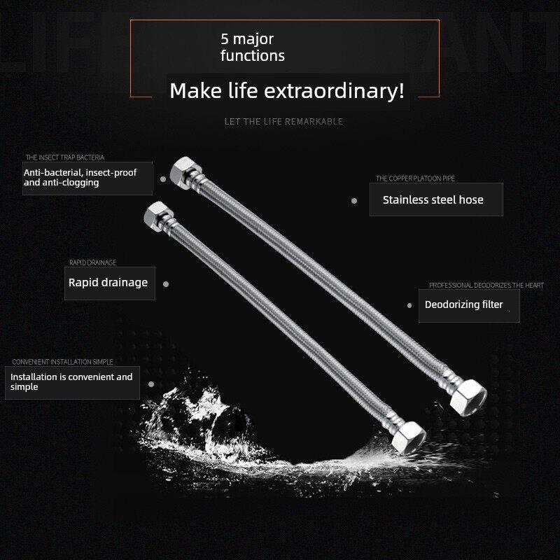 埃美柯amico进水软管双头不锈钢马桶热水器编织管防爆高压4分冷热