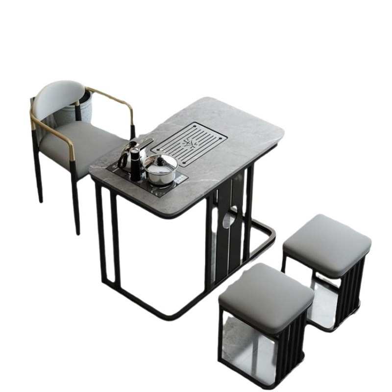 北欧岩板轻奢阳台小型家用泡茶桌现代简约茶水台桌椅组合茶几套装
