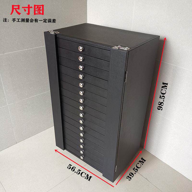 黑色PU皮革眼镜展示柜3D影院光学太阳眼镜样品收纳箱带锁现货