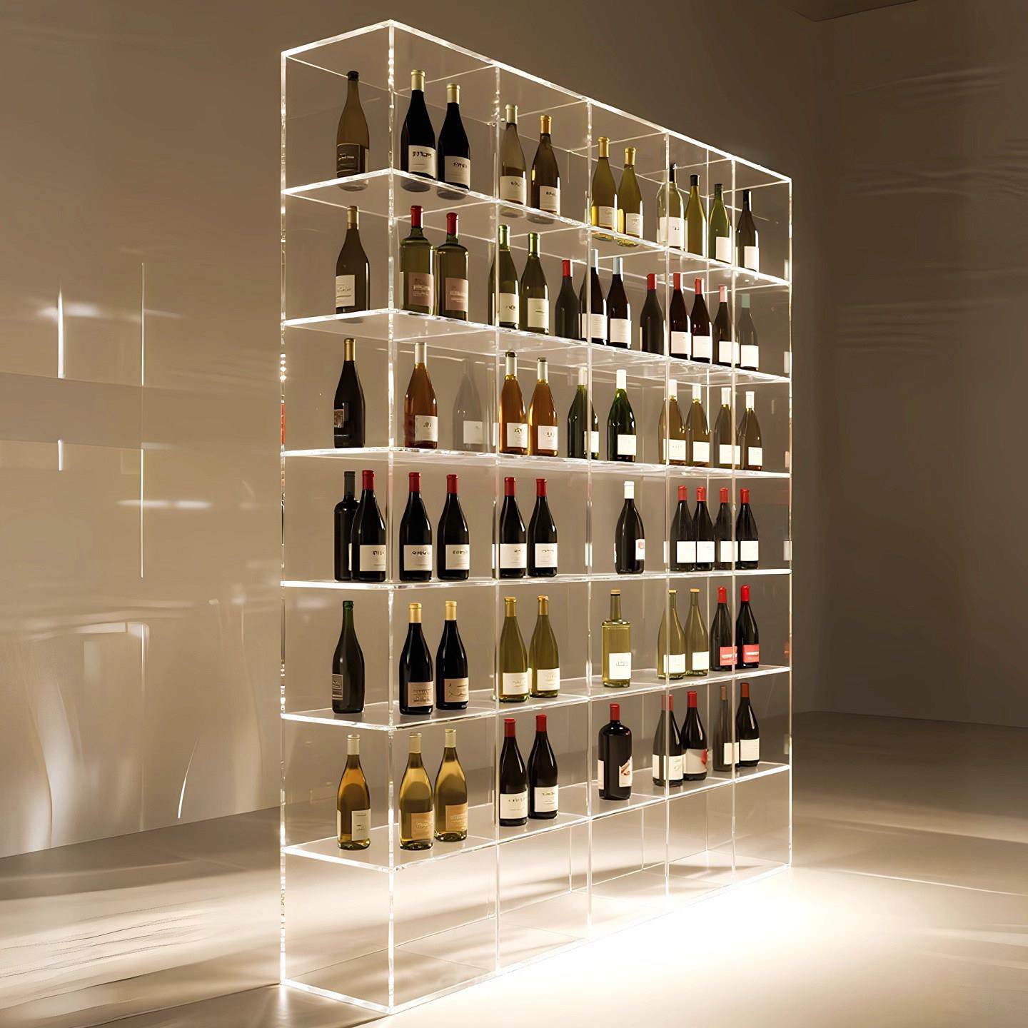需定制亚克力透明带灯红酒洋酒展示架家用陈列柜收纳置物红酒架商