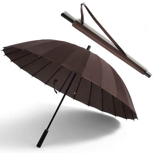 高档24骨雨专暴成用超大雨伞折叠伞大码长柄伞晴雨商伞人纯色藏青