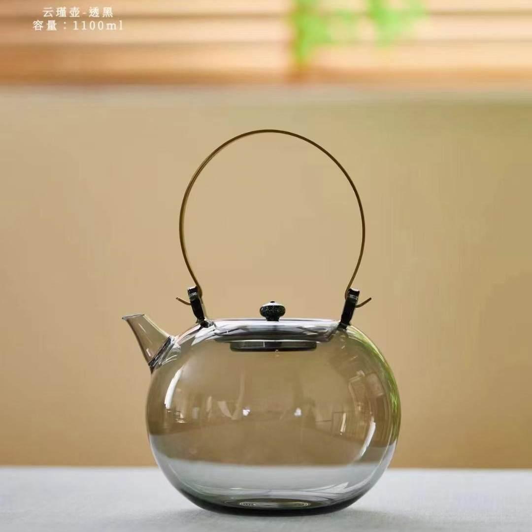 天久璃匠大容量围炉黑晶炉煮茶壶提梁云瑾壶高硼硅玻璃明火烧水壶