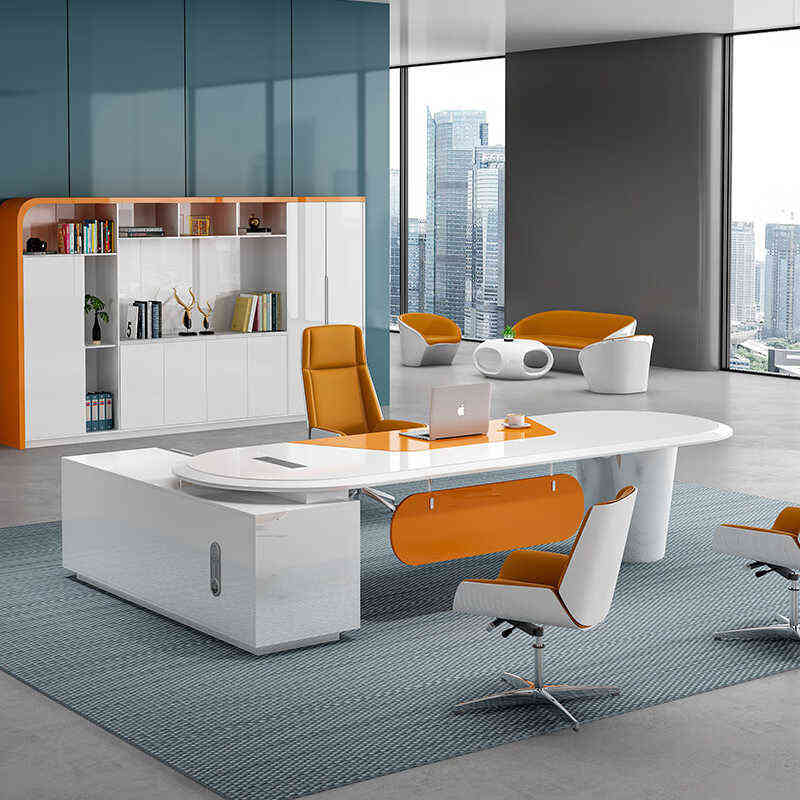 皇朽HUANGXIU烤漆桌简约现代办公桌创意总裁桌时尚经理桌