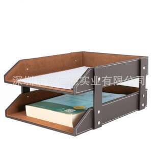办公桌文件座皮革双层三层立式文件资料收纳架办公室档案文件夹框