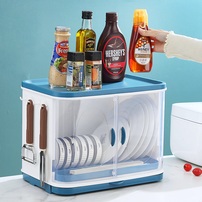 厨房碗架碗筷收纳盒带盖放餐具装碗箱密封婴儿沥水置物架碗柜家用