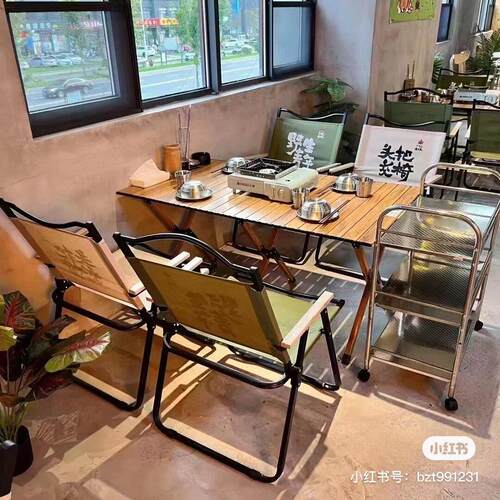 加高加宽商用奶茶店烧烤店火锅店烤肉店折叠金属桌商用可定制