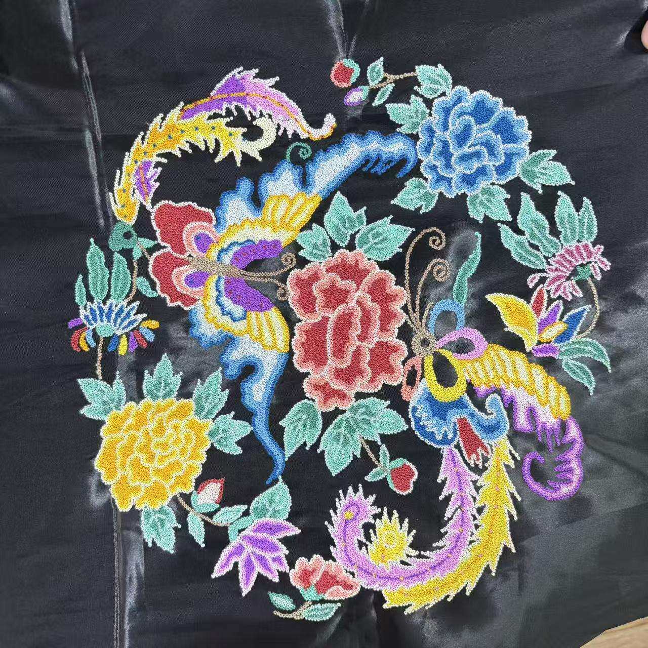 苏绣纯手工打籽绣30圆国风刺绣服装绣片厂家