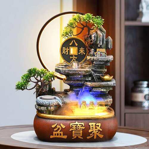 假山流水喷泉客厅循环水景观招财风水轮办公室生财桌面加湿器摆件