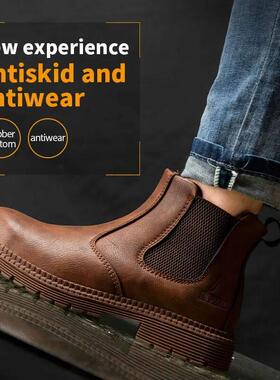Waterproof Safety Work Shoes For Men Chelsea Steel Head Leat
