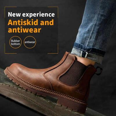 Waterproof Safety Work Shoes For Men Chelsea Steel Head Leat