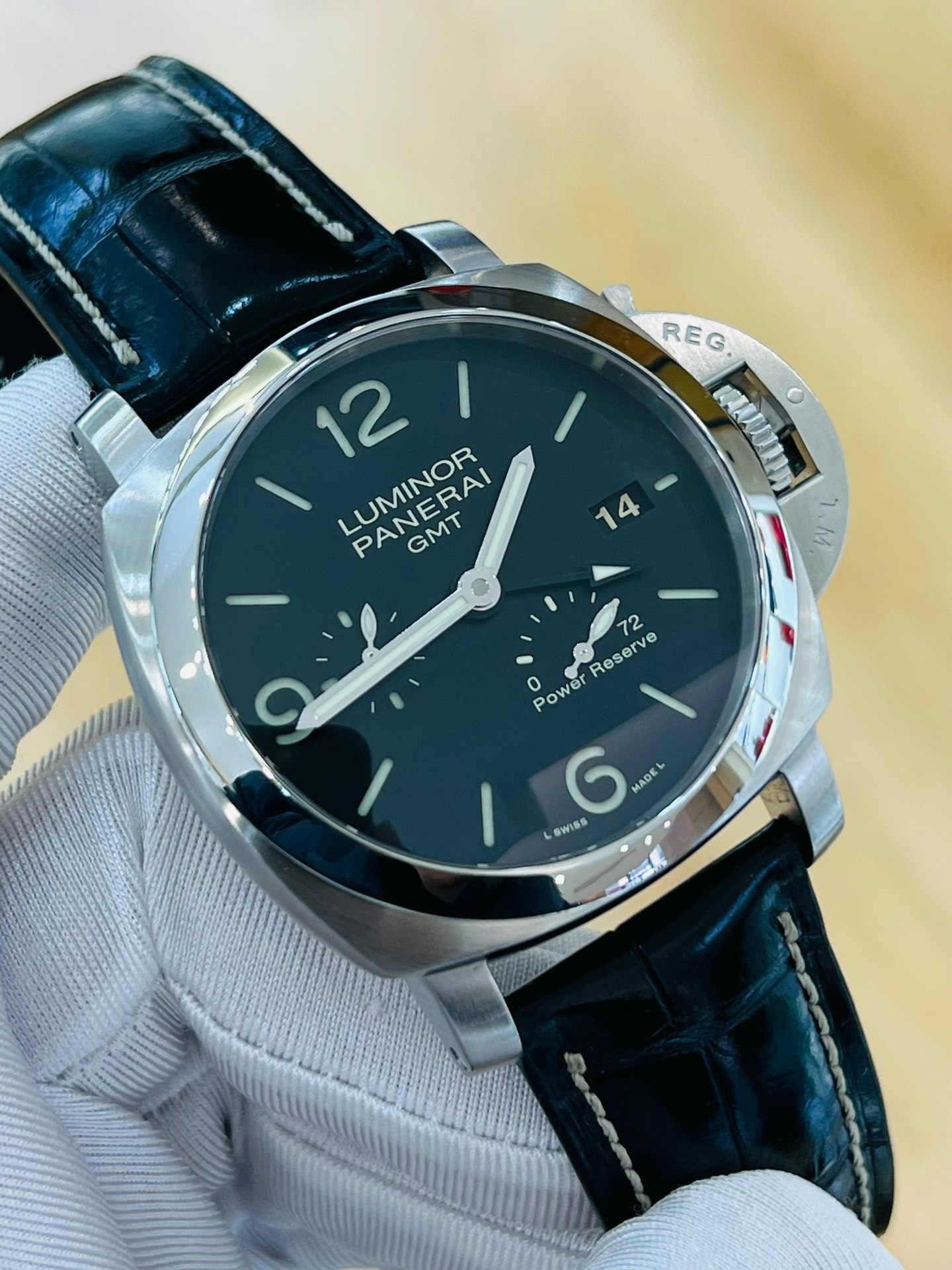 [9.8新]沛纳海庐米诺系列手表双时动储自动机械男款腕表PAM00321