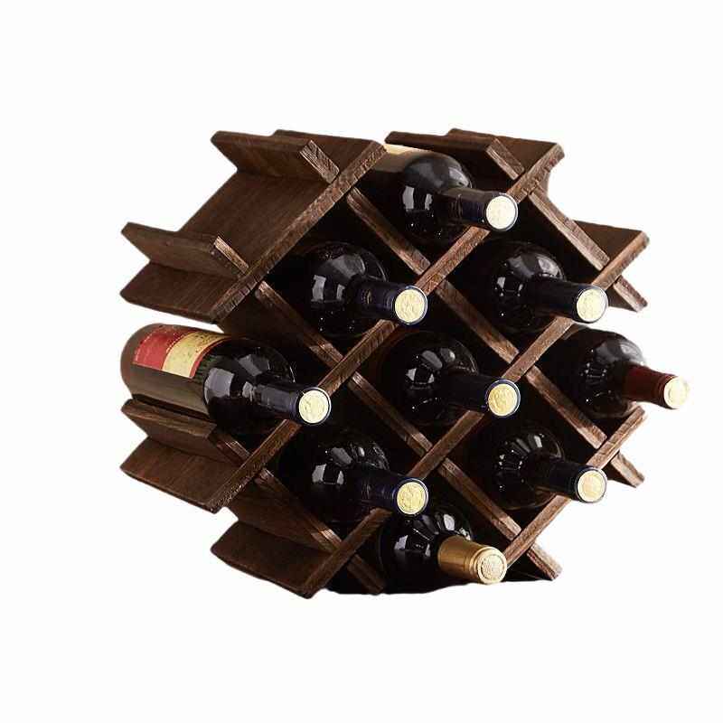实木红酒架摆件菱形家用储酒瓶置物架酒柜桌面轻奢葡萄酒架,餐饮具,酒架,淘宝优惠券,粉丝福利购,淘宝优惠卷