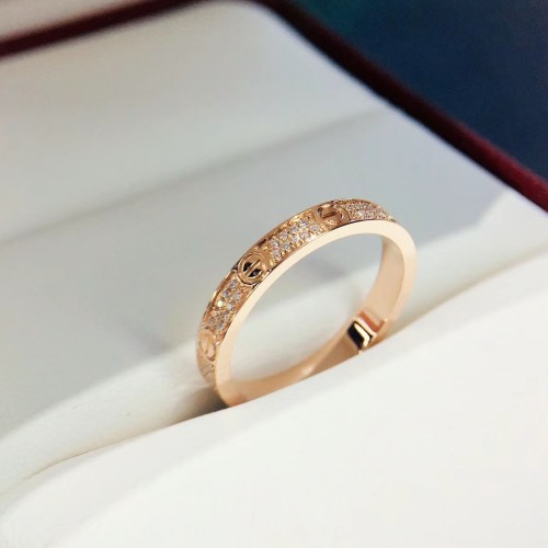 公价4.21w】99新卡地亚18k玫瑰满天星窄版戒指2.5mm正品二手